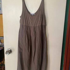 James Perse Khaki Green Linen Blend Pocket Tank Dress, Size 3=L